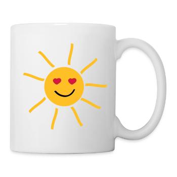 lachende Sonne mit Augen in Herzform - Tasse - Weiß - Rechts