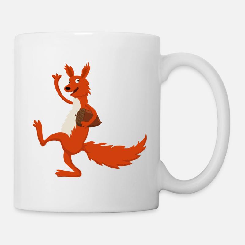 Eichhörnchen mit Eichel - Tasse - Weiß