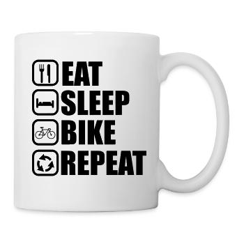 Eat sleep bike - Fahrrad - Tasse - Weiß - Rechts