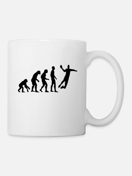 Human Evolution Handball - Tasse - Weiß