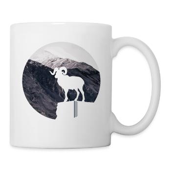 Hiking Outdoor Design mit Bergziege - Bergpanorama - Tasse - Weiß - Rechts