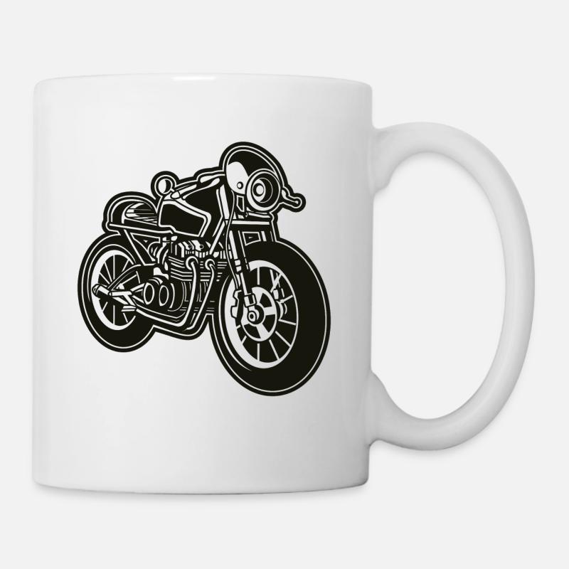 Café Racer moto 01_schwarz - Mug blanc - blanc
