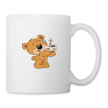 Petit ourson avec un gâteau - Mug blanc - blanc - Droite