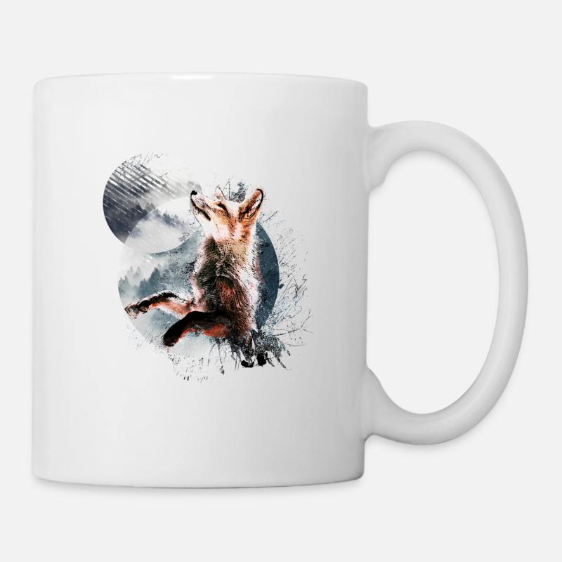 Fox in the moonlight - Mug - white