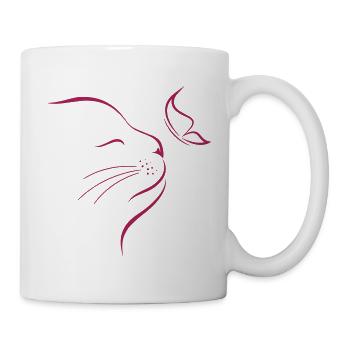 cat butterfly - Mug - white - Right