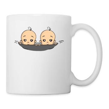 Baby Babies Zwillinge Jungen Schwangerschaft - Tasse - Weiß - Rechts
