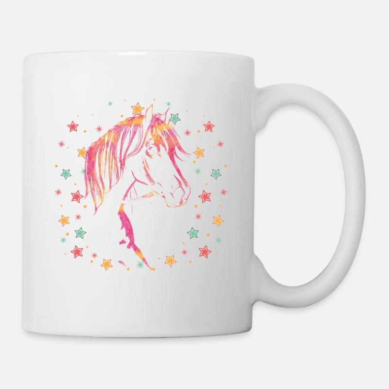 Grande chemise de cheval filles astérisque enfants Cheval - Mug blanc - blanc