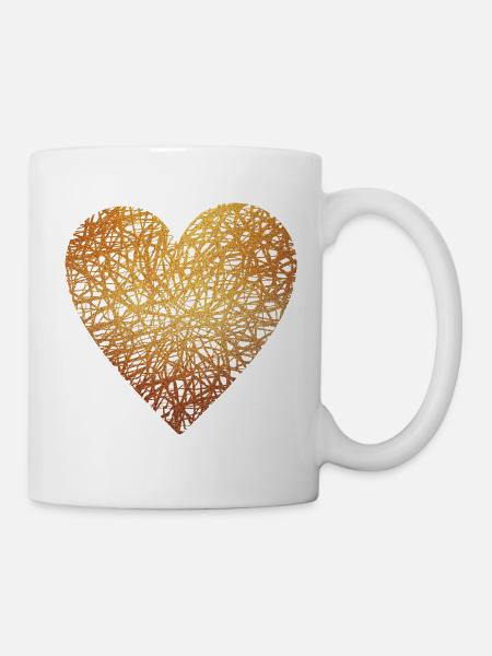 Herz - Gold - Liebe - Geschenk - Geschenkidee - Tasse - Weiß