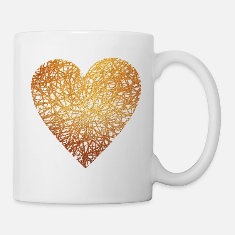 Herz - Gold - Liebe - Geschenk - Geschenkidee - Tasse - Weiß