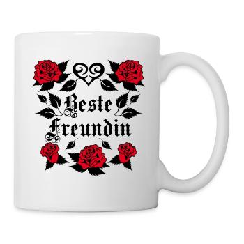 40 Beste Freundin Tattoo Herz rote Rosen vintage - Tasse - Weiß - Rechts