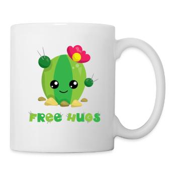 FREE HUGS - Süßer Comic Kaktus Geschenk Shirts - Tasse - Weiß - Rechts