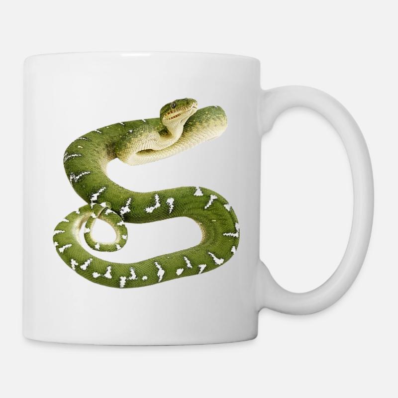 Snake reptile green white - Mug - white