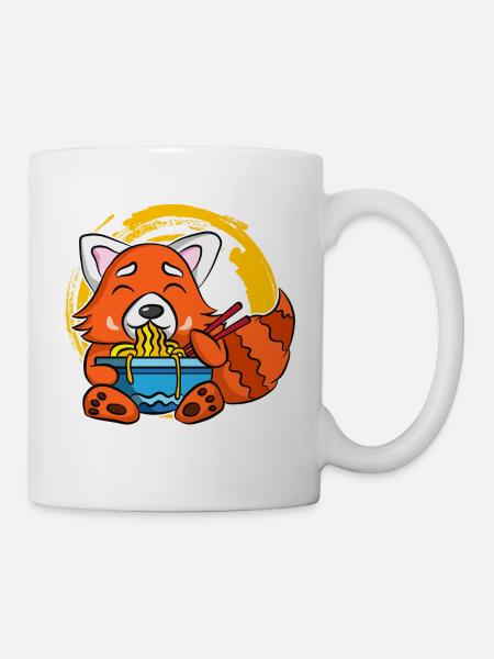 Ramen Life Motiv Waschbär Motiv Shirt Ramen Noodle - Tasse - Weiß