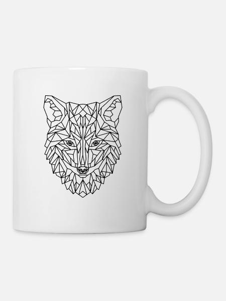 Fox Wolf Dog Géométrique - Mug blanc - blanc