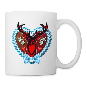 33 Lebkuchenherz Wiesn Hirsch Edelweiss Schleife - Tasse - Weiß - Rechts