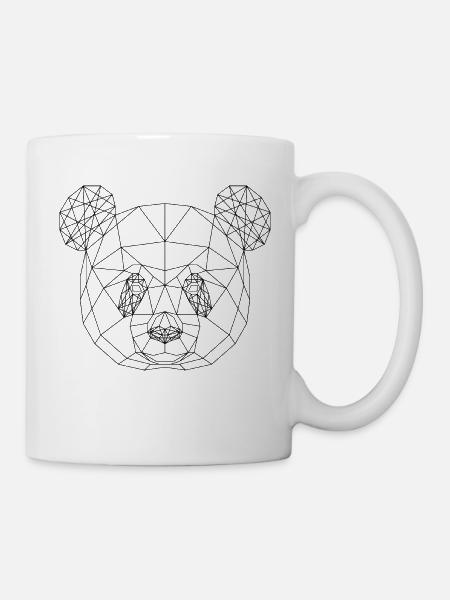 Panda 1- low poly geometry panda head - Mug - white