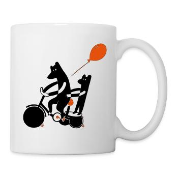 bears tricycle balloon medwedi na welosipede - Mug - white - Right