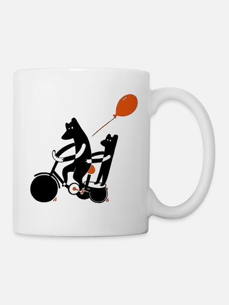 bears tricycle balloon medwedi na welosipede - Mug - white