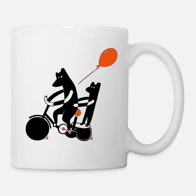 bears tricycle balloon medwedi na welosipede - Mug - white