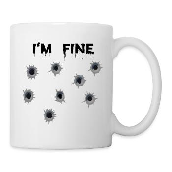 Bullet holes with blood - I'm Fine - Mug - white - Right