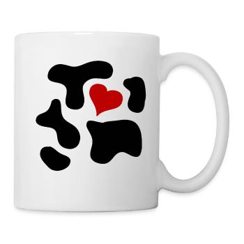 black cow marks with red heart - Mug - white - Right