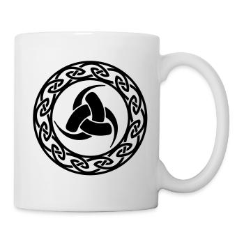 Triple Horn of Odin, celtic endless knot - Mug - white - Right