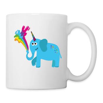 elephant with unicorn, colorful, elephant, rainbow, comic - Mug - white - Right
