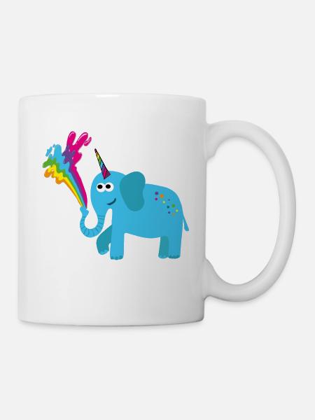elefant mit einhorn,bunt,elefant,regenbogen,comic - Tasse - Weiß