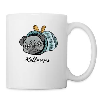 Mops beim Fasching! Geschenk Rollmops - Tasse - Weiß - Rechts