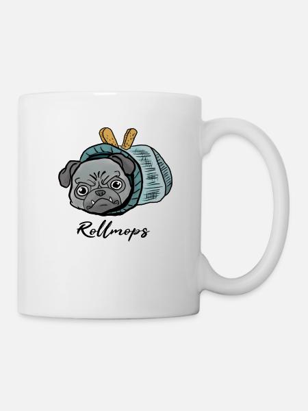 Mops beim Fasching! Geschenk Rollmops - Tasse - Weiß
