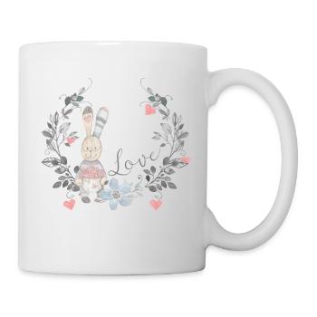 fleurs de lapin | coeurs lapin | saint valentin - Mug blanc - blanc - Droite