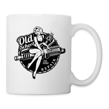 Oldschool Biker Vintage Garage - Mug blanc - blanc - Droite