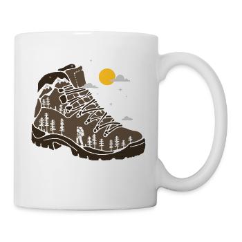 Wanderschuh Wanderstiefel Geschenk Wanderer Natur - Tasse - Weiß - Rechts
