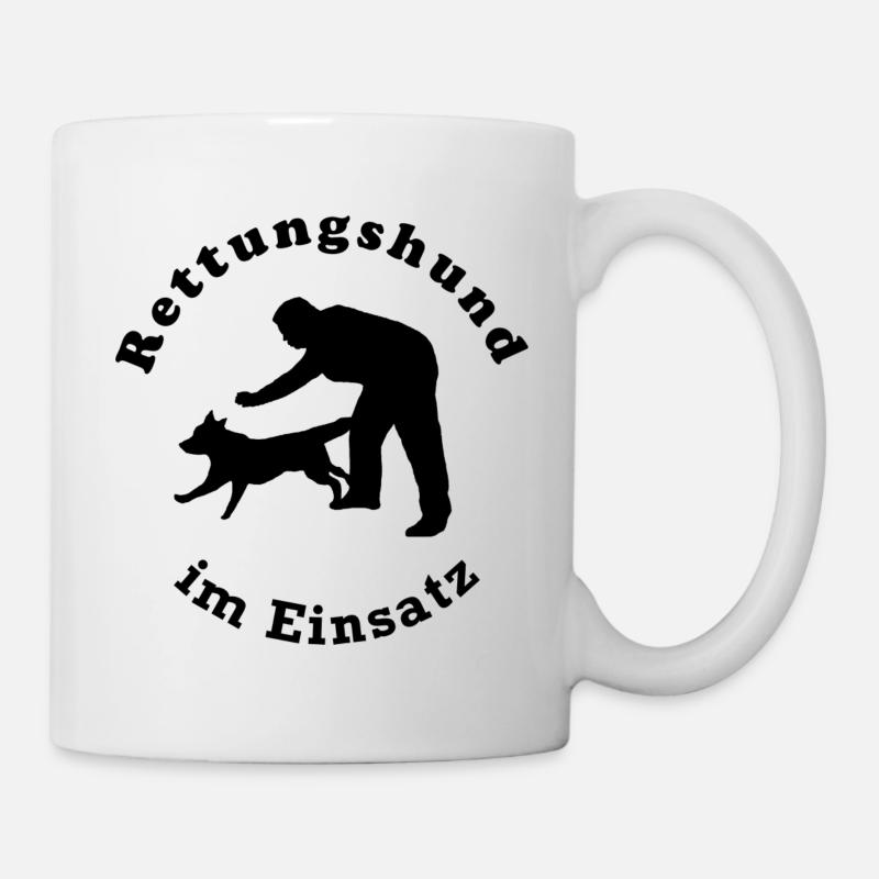 Rettungshund im Einsatz Rund schwarz Transparent - Tasse - Weiß