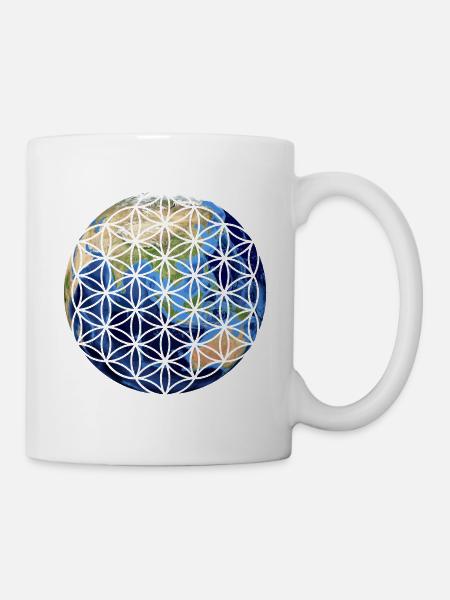 Erde Blume des Lebens - Tasse - Weiß