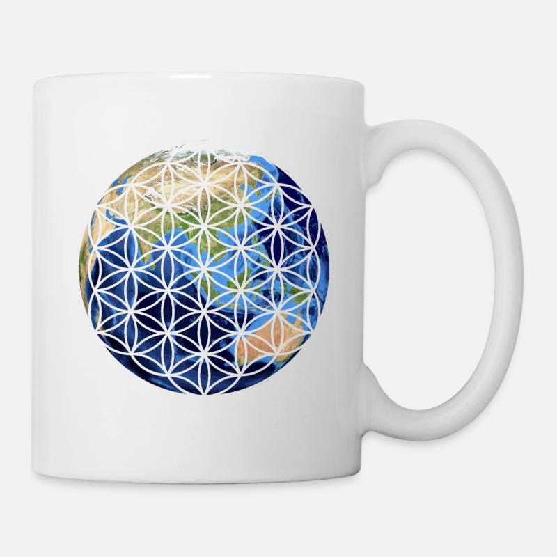 Erde Blume des Lebens - Tasse - Weiß