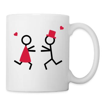 partner shirt couple runs to each other couple de - Mug blanc - blanc - Droite