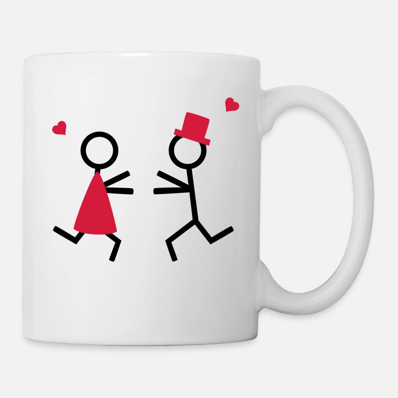 partner shirt couple runs to each other couple de - Mug blanc - blanc
