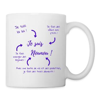 je suis nounou foncé - Mug blanc - blanc - Droite