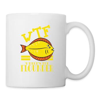 A Flounder Tshirt Design that says "WTF! Where's - Mug - white - Right