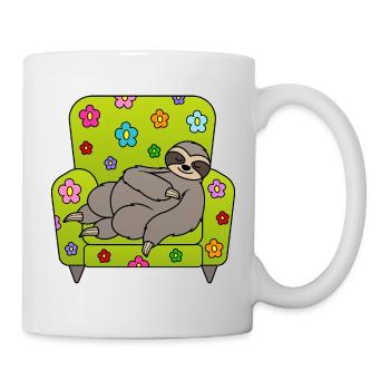 Sloth armchair spring tiredness spring flowers - Mug - white - Right