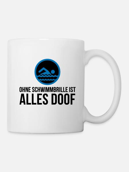 Schwimmen T-Shirt Schwimmbrille Schwimmer Geschenk - Tasse - Weiß