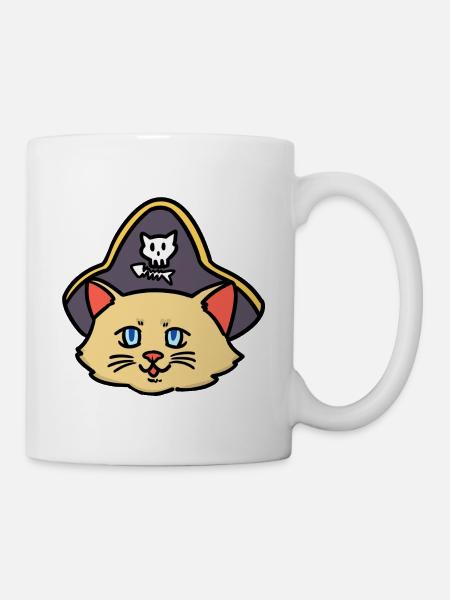 Katze Katzen Piraten Pirat Kind Kinder Baby - Tasse - Weiß