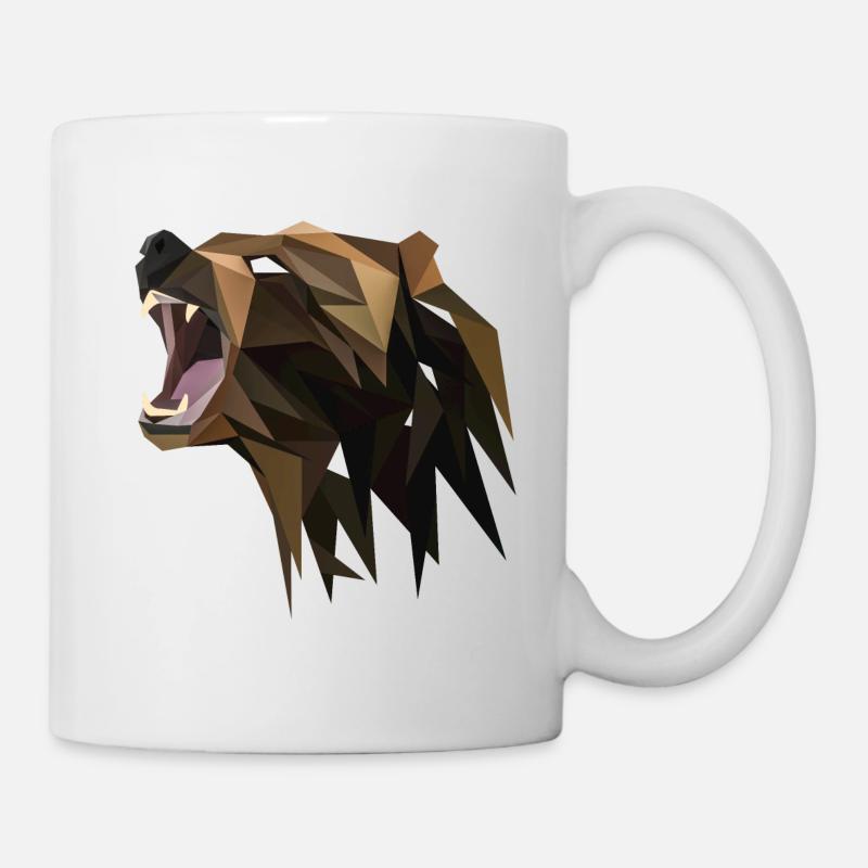 Bär Braunbär Abstrakt Polygon geometrisch Geschenk - Tasse - Weiß
