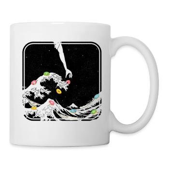 The great wave funny donut illustration - Mug - white - Right