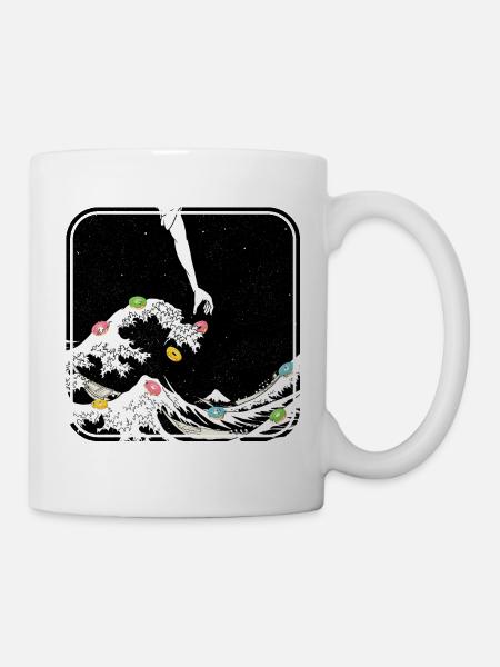 The great wave funny donut illustration - Mug - white