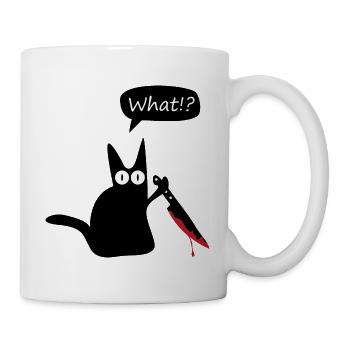 chat couteau sang Halloween what - Mug blanc - blanc - Droite