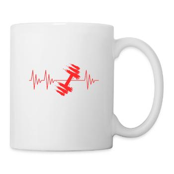 Dumbbell Heartbeat ECG Red - Mug - white - Right