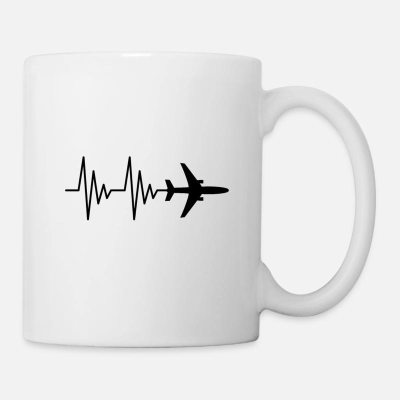 Airplane pilot EKG love heartbeat. - Mug - white