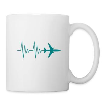 Pilote d'avion EKG love heartbeat love - Mug blanc - blanc - Droite